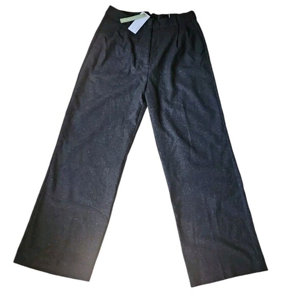 Frank And Oak Gertrude Tweed Trousers Womens 12 Wide-Leg High-Rise Office NWT - Picture 2 of 9